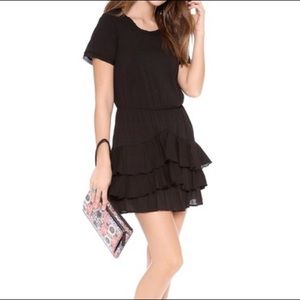 Cynthia Vincent Black Ruffle Mini Dress